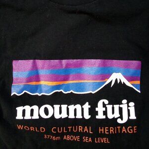 Mount Fuji World Cultural Heritage Parody Logo Long Sleeve T-Shirt